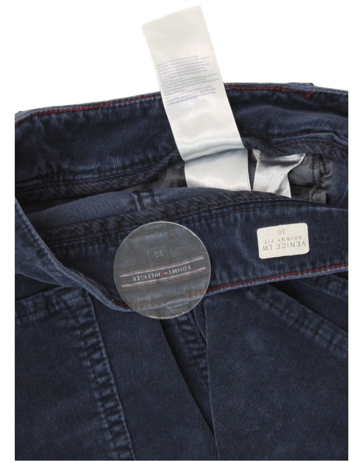 TOMMY HILFIGER Pantalon Femme Venice LW Skinny En Velours Côtelé W30 L31 Bleu Marine