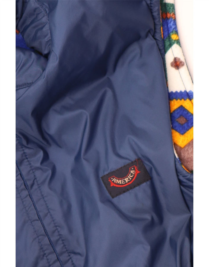 VINTAGE Gilet Réversible Homme UK 38 Moyen Bleu Marine Polyamide