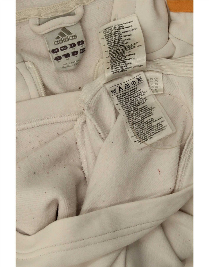 Adidas Pull à capuche pour femme UK 10 Petit Blanc Polyester