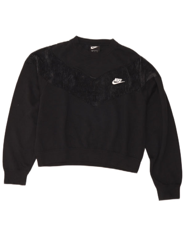 Nike Sweat-shirt court surdimensionné pour femme UK 10 Petit coton noir