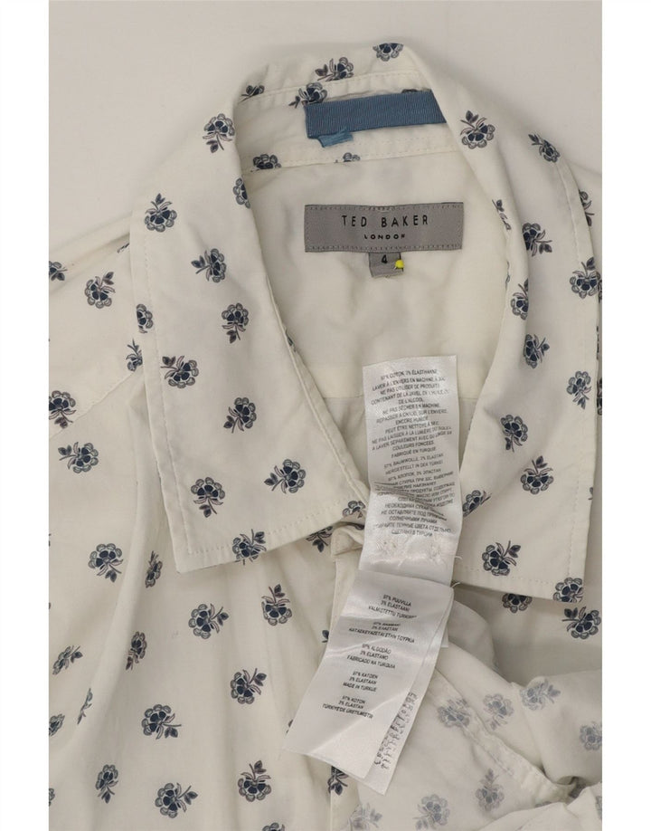 Ted Baker Chemise Homme Taille 4 Grand Coton Floral Blanc