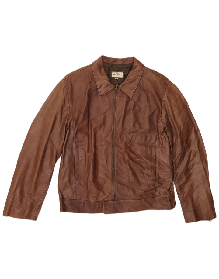 MASTERPELLE Veste en cuir bomber pour homme UK 40 Grand cuir marron
