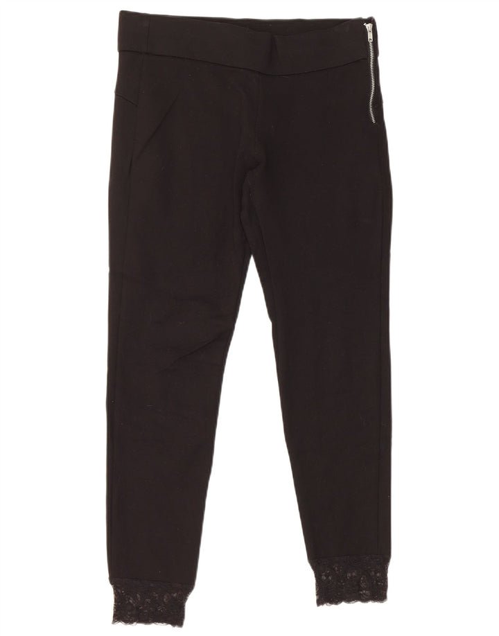 Zara Femmes Capri Leggings UK 14 Moyen Noir