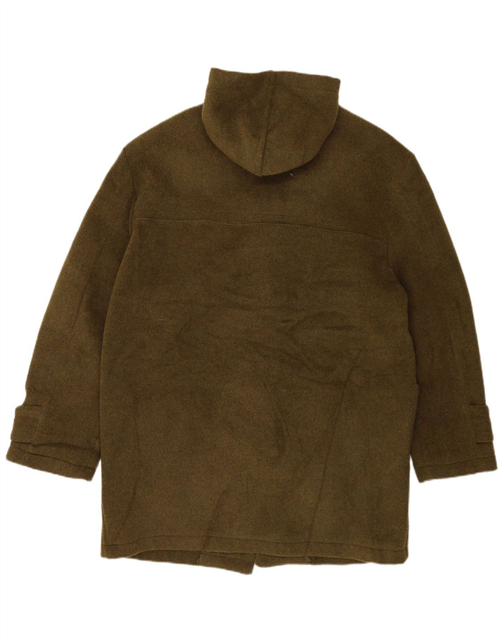 Zip Duffle Coat à capuche pour femme UK 16 Large Vert Laine