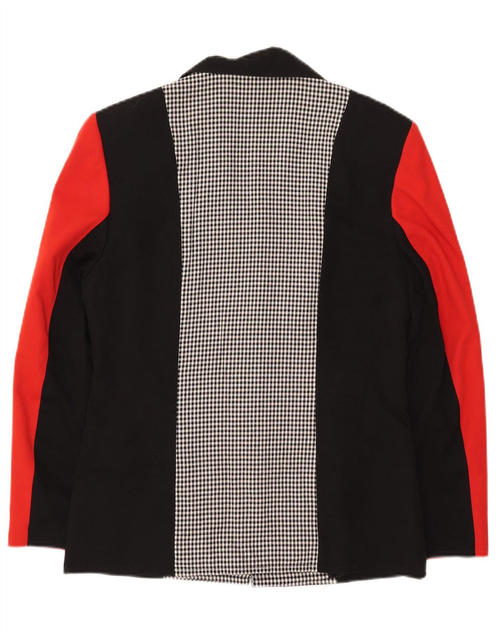 vintage Femme 2 Bouton Blazer Veste UK 8 Petit Colorblock Multicolore