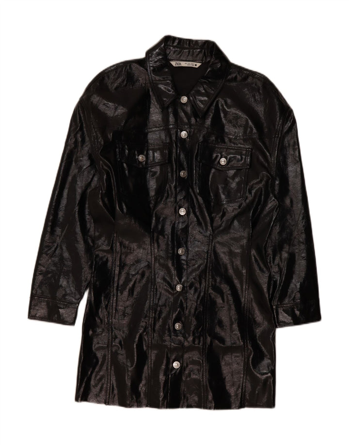 Zara Womens Pardessus UK 16 Large Noir Polyester