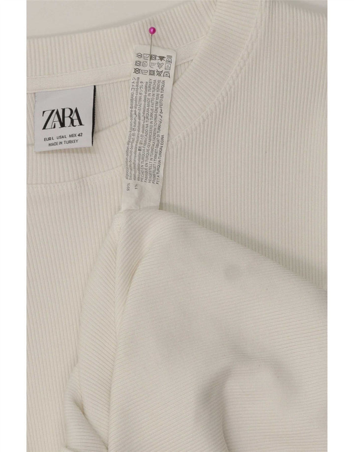 Zara Pull col bateau pour homme en coton blanc Large