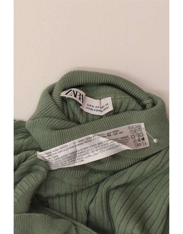 Zara Pull col roulé pour femme UK 12 Viscose vert moyen