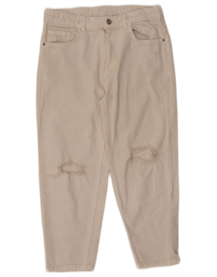 ZARA Jean fuselé taille haute effet vieilli pour fille 13-14 ans W28 L22 Blanc