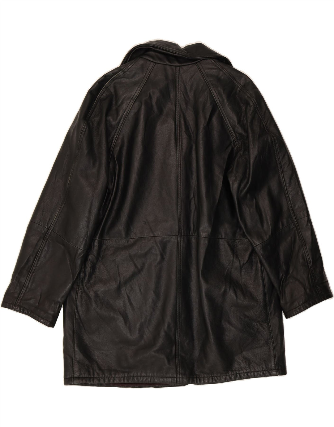 VINTAGE Womens Loose Fit Leather Coat EU 40 Medium Black Leather Vintage Vintage and Second-Hand Vintage from Messina Hembry 