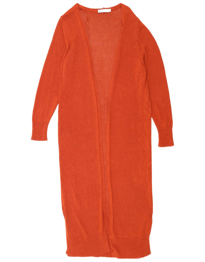 Zara Cardigan ouvert long pour femme UK 14 Viscose marron moyen