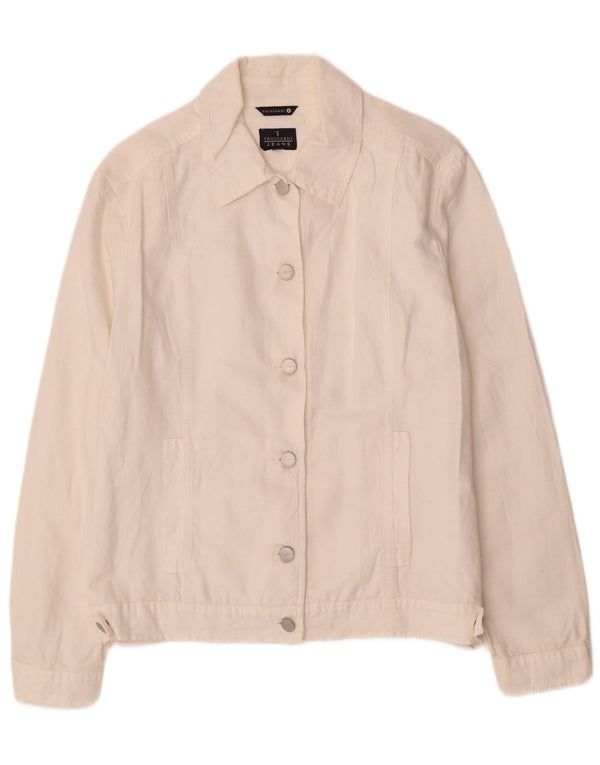 TRUSSARDI JEANS Blouson Bomber Femme IT 44 Medium Off White Coton