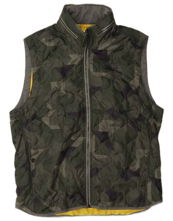 G-Star Gilet matelassé à capuche pour homme UK 44 2XL Vert Camouflage Polyester