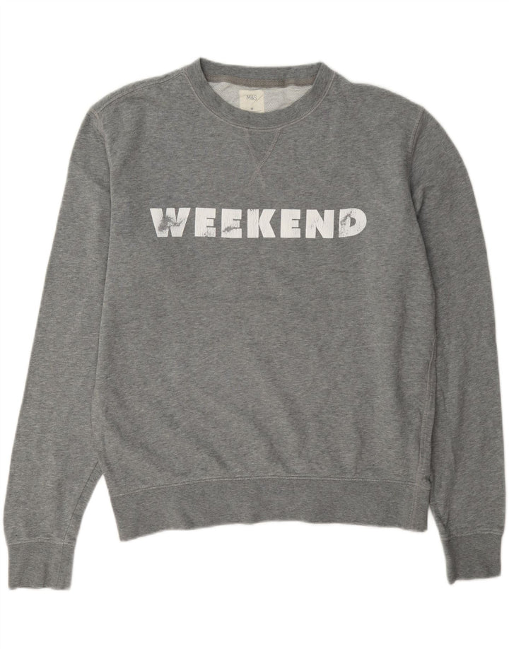 Marks & Spencer Sweat-shirt graphique Weekend pour femme UK 14 Gris moyen