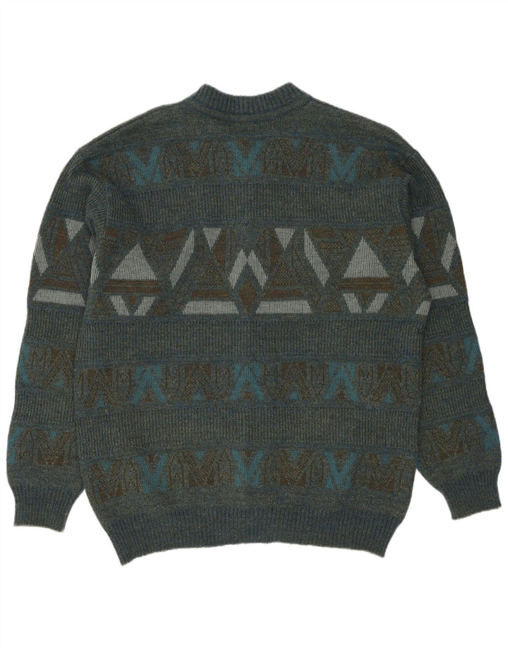 DRALON Pull Cardigan Homme Moyen Multicolore Géométrique Polyacrylique