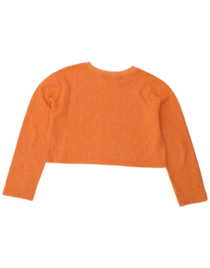Zara Womens Crop Oversize Top Manches Longues UK 10 Petit Orange