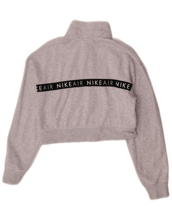 Nike Womens Crop Graphic Sweatshirt Jumper UK 10 Petit Gris Moucheté