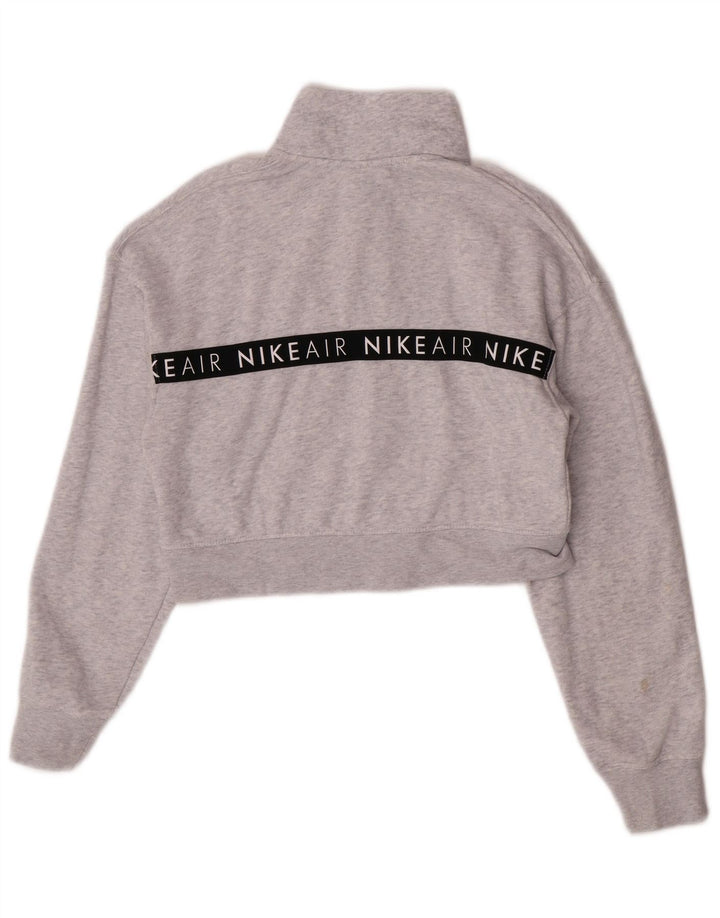 Nike Womens Crop Graphic Sweatshirt Jumper UK 10 Petit Gris Moucheté