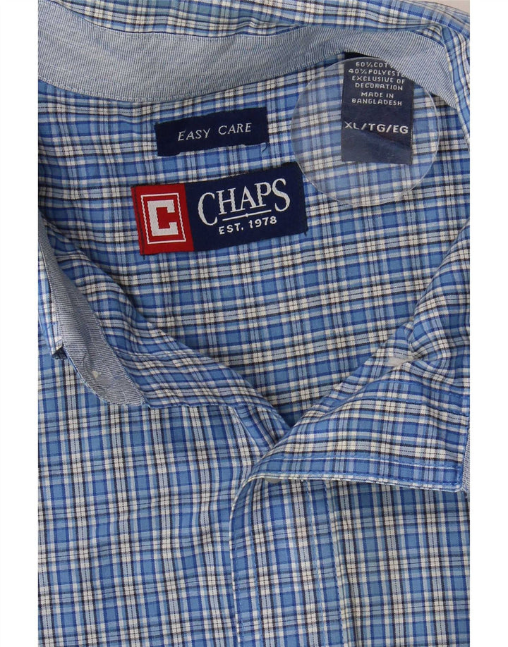 Chaps Chemise à Manches Courtes Homme XL Bleu à Carreaux Coton