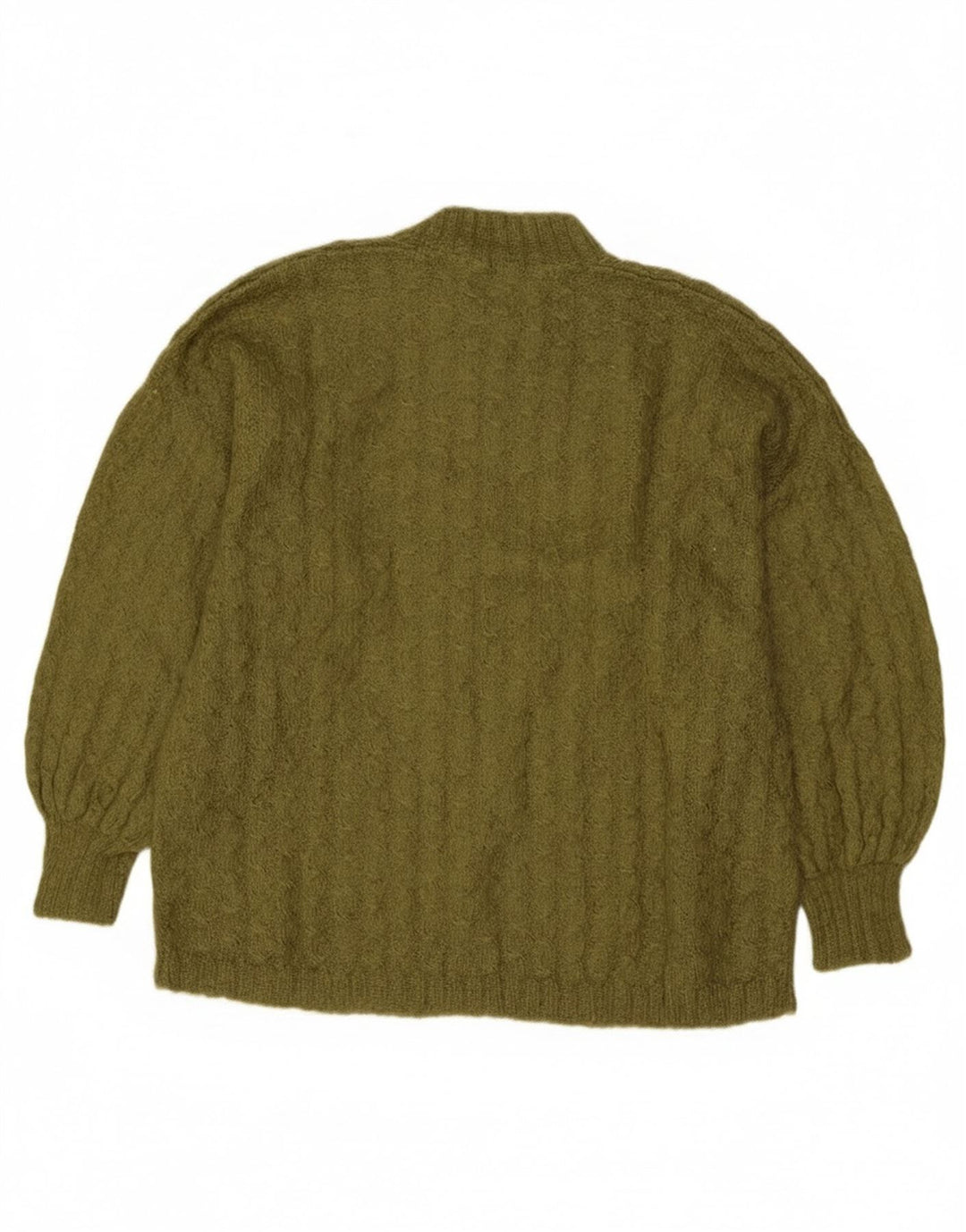 vintage Womens Turtle Neck Jumper Pull UK 14 Grand Kaki
