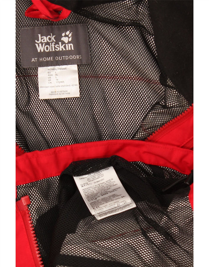 Jack Wolfskin Veste coupe-vent à capuche pour femme UK 16 Large Rouge Polyamide