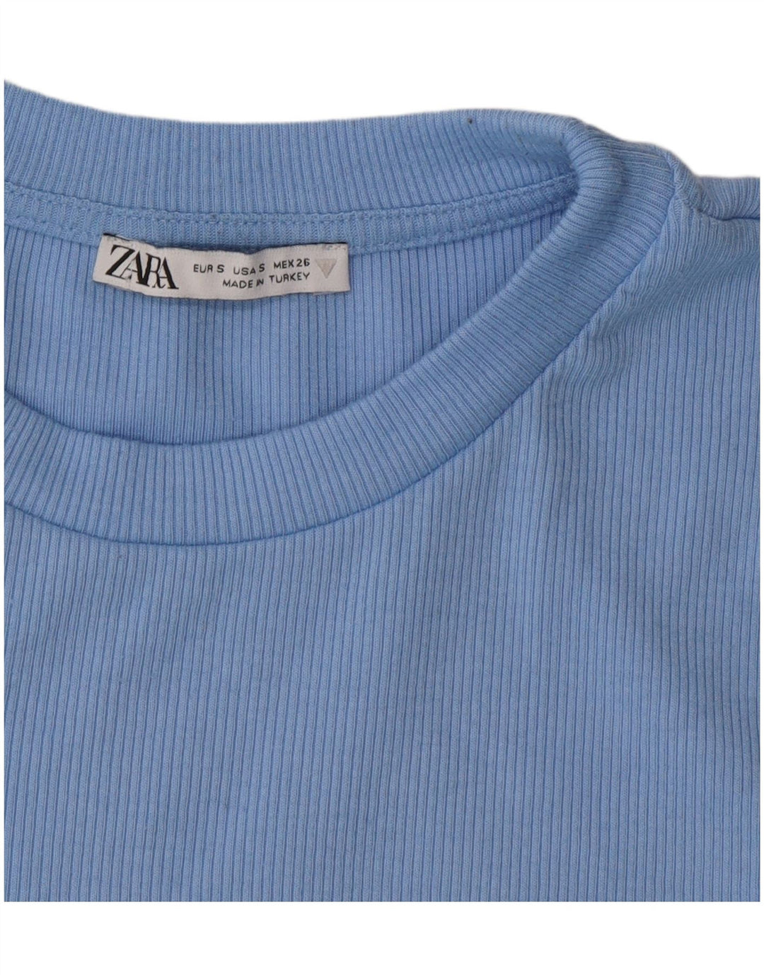 Zara Womens Crop T-Shirt Top UK 10 Petit Bleu