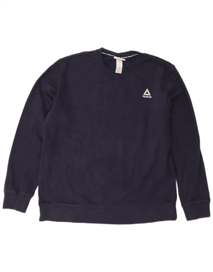 Reebok Sweat-shirt pour homme en coton bleu marine Taille L