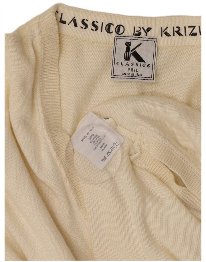 Krizia Cardigan surdimensionné pour femme UK 18 XL en coton blanc cassé