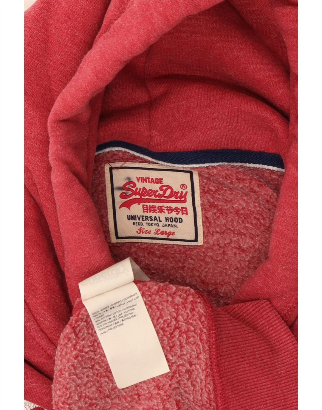 SUPERDRY Pull à capuche graphique pour femme UK 16 Large Rouge Coton