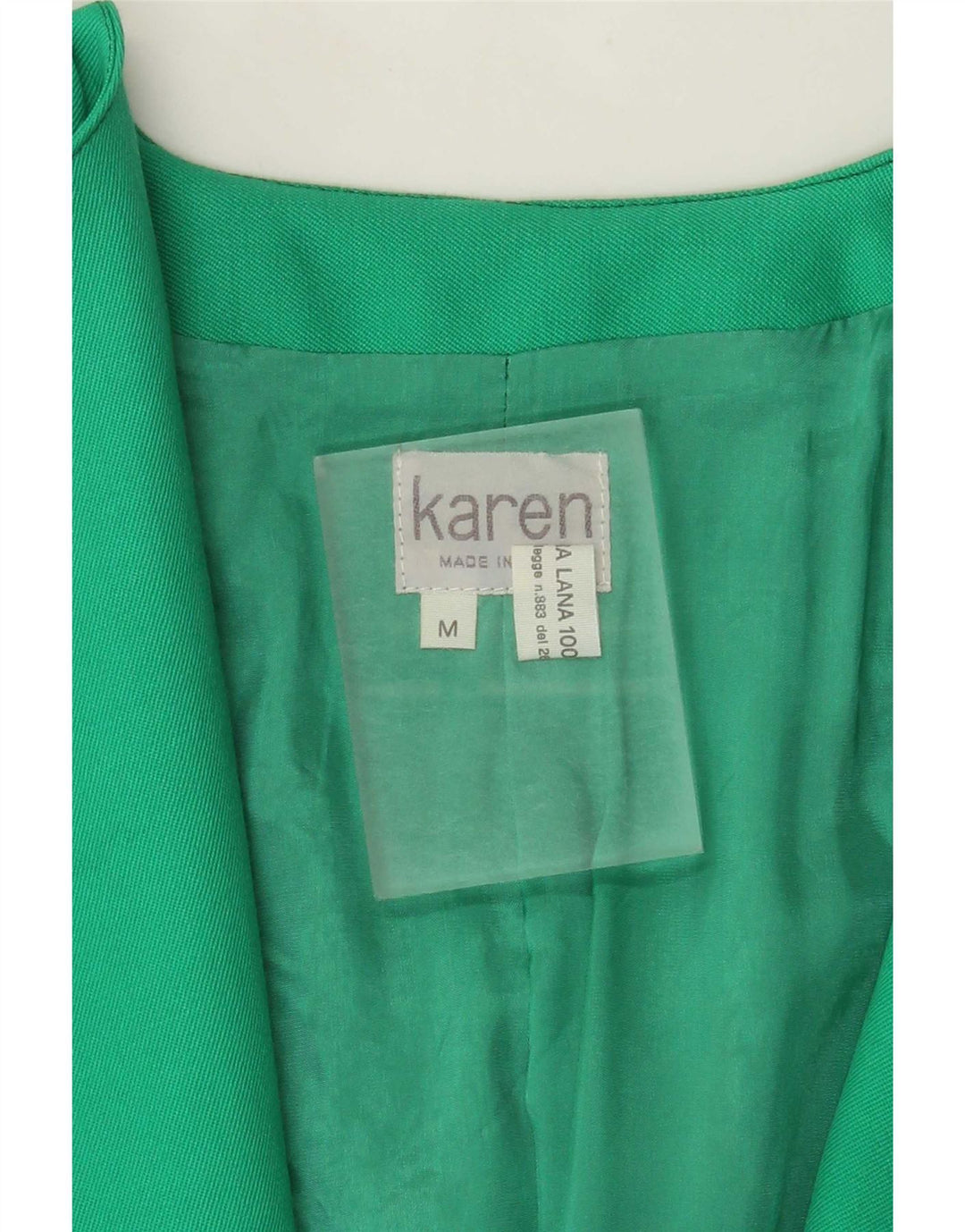vintage Femme 3/4 Manches Blazer Veste UK 14 Laine Vert Moyen