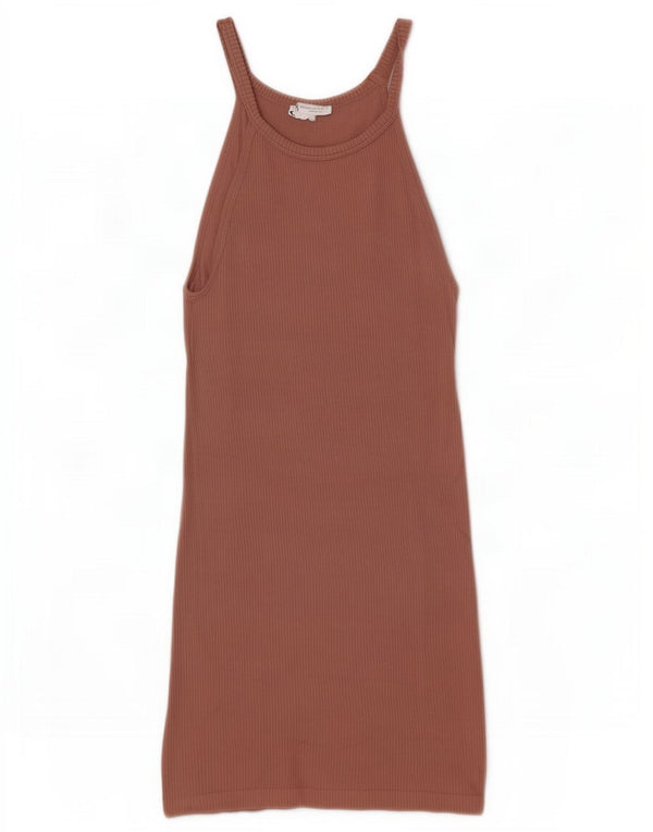 Zara Robe t-shirt sans manches pour femme UK 12 Marron moyen