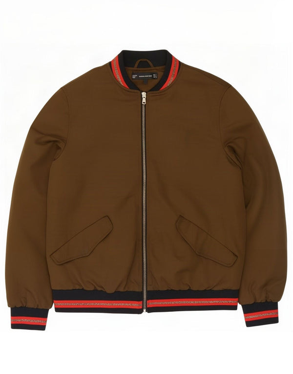 Zara Womens Bomber Jacket UK 40 Large Kaki Polyester