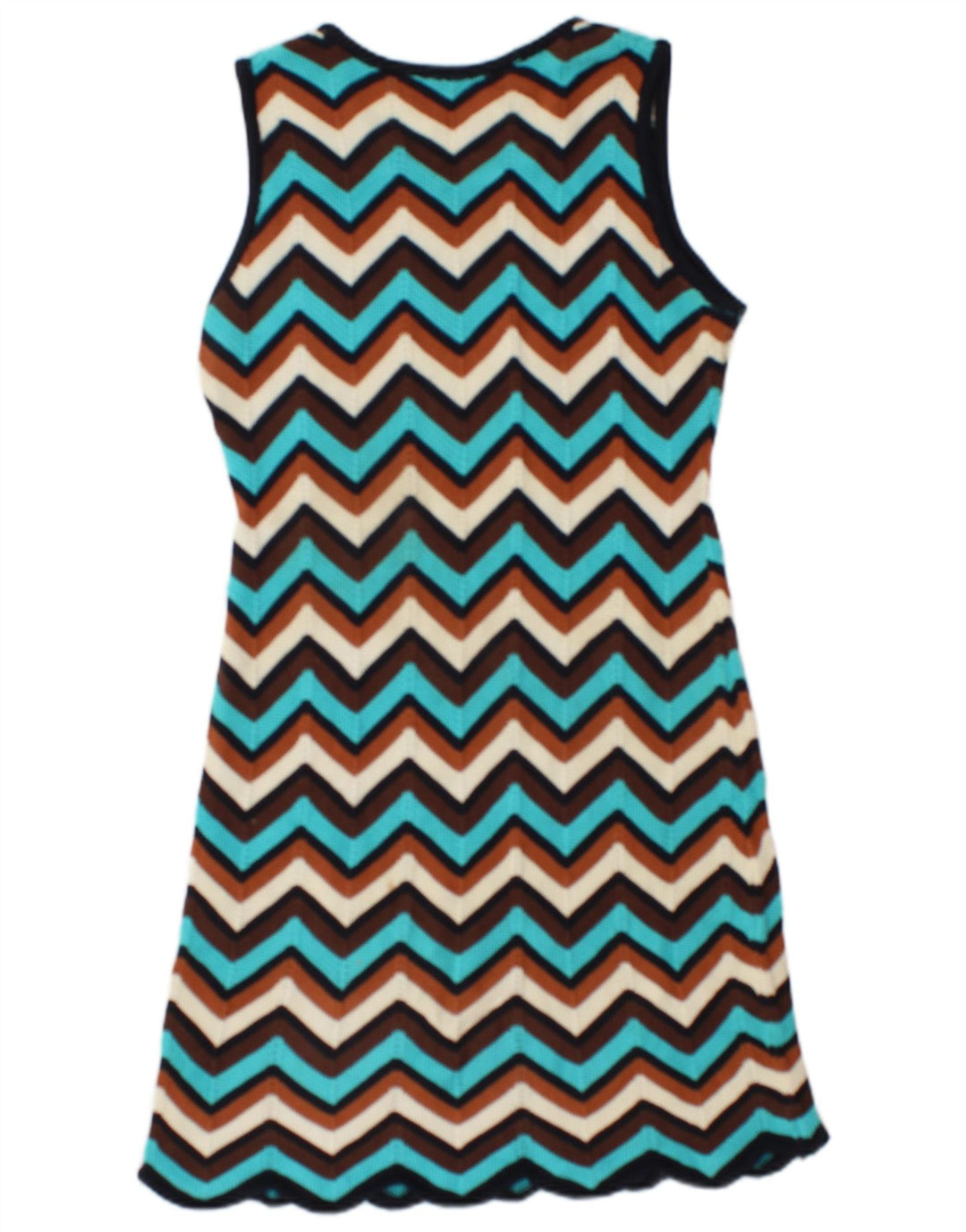 vintage Womens Knit Jumper Dress UK 12 Chevron multicolore moyen
