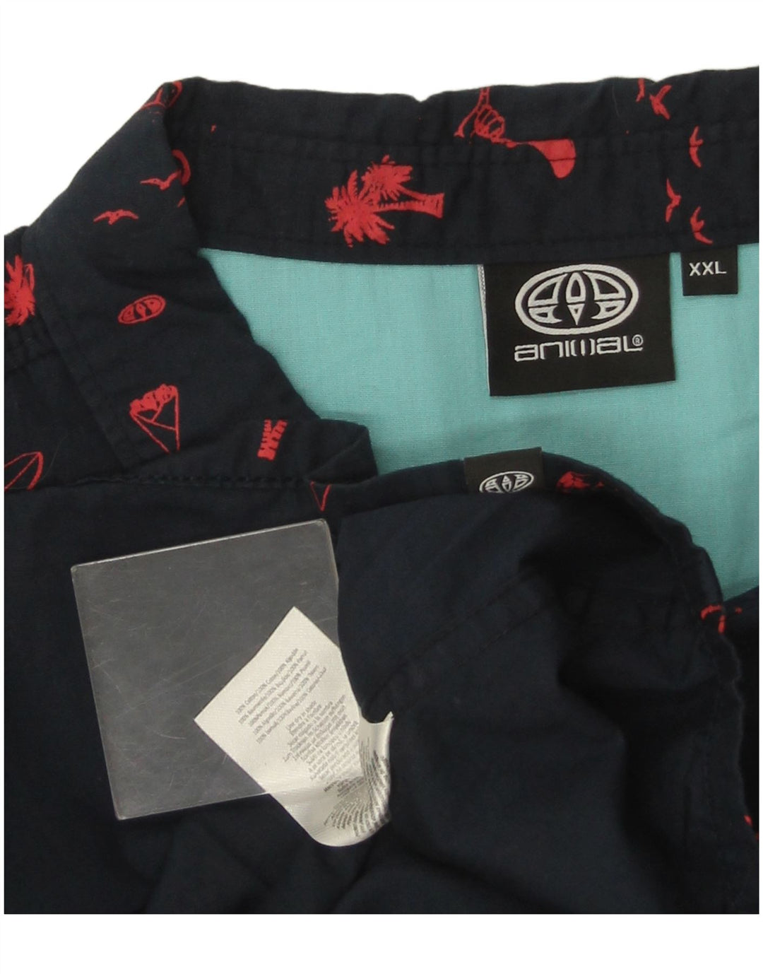 Chemise à manches courtes à motif abstrait pour homme, en coton bleu marine 2XL