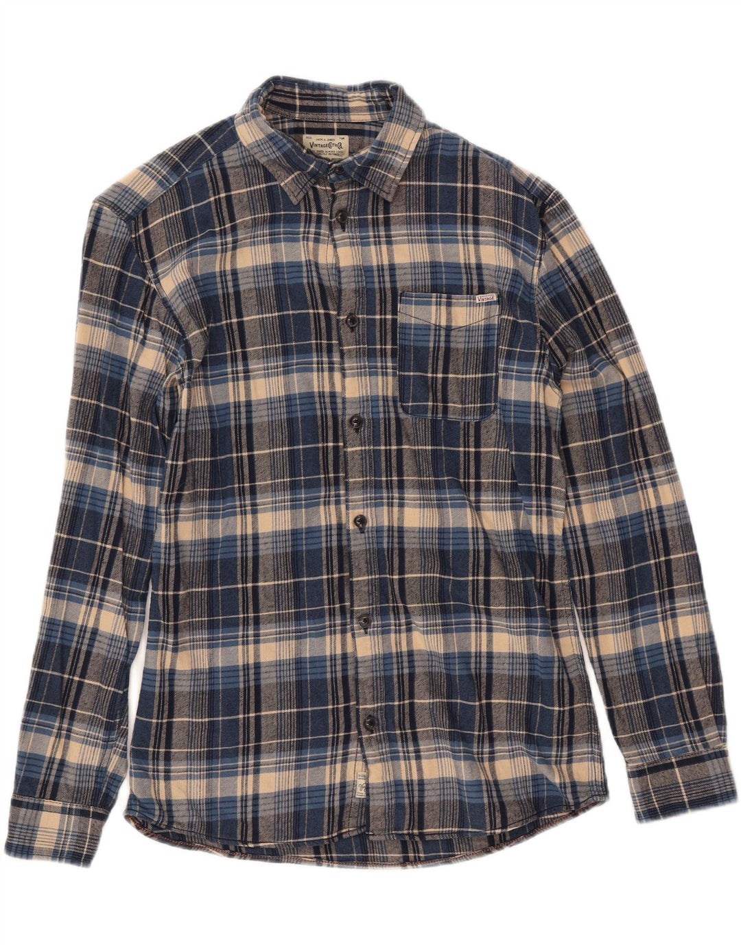 JACK & JONES Chemise Flanelle Homme Petit Carreau Bleu Coton