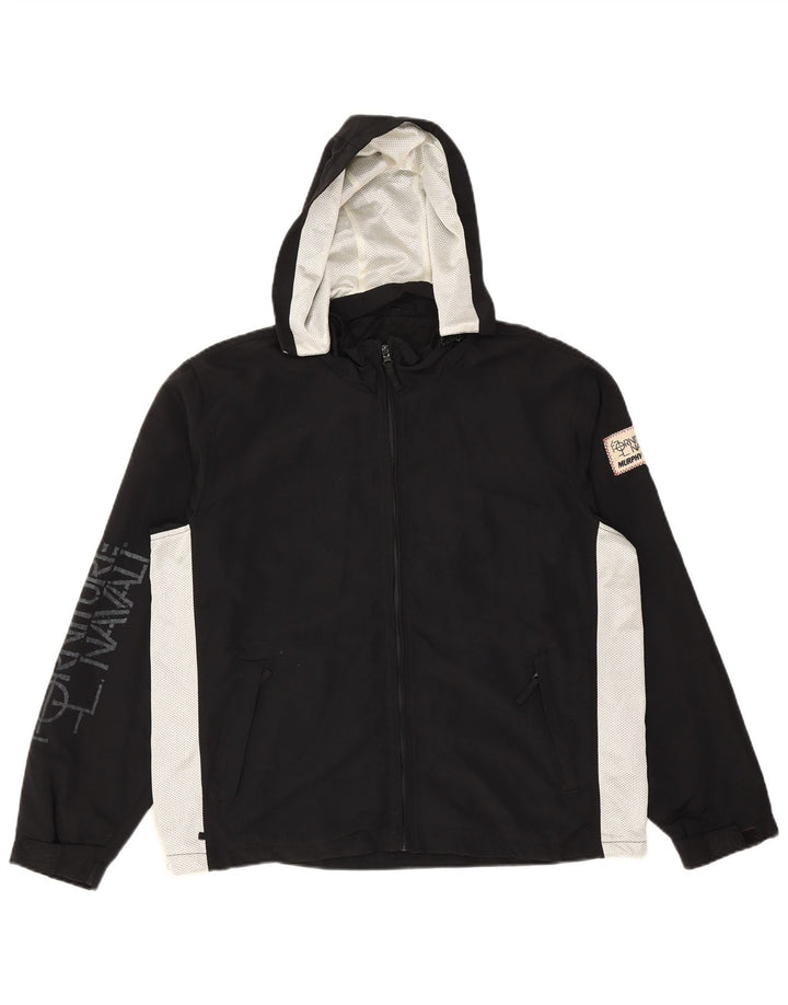 MURPHY & NYE Veste de pluie à capuche graphique pour homme UK 36 Small Noir Colourblock