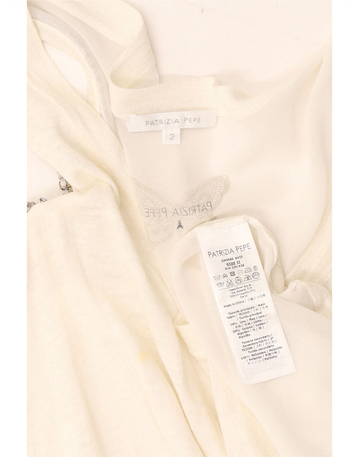 Patrizia Pepe Haut surdimensionné à épaules dénudées pour femme US 2 XS Blanc Lin