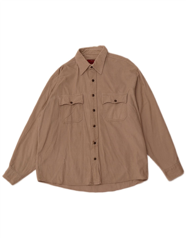 COTTON CLUB Chemise Velours Côtelé Homme Large Beige Coton