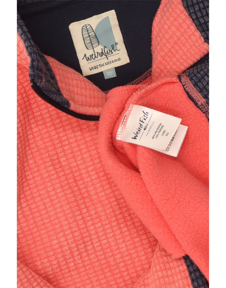WEIRD FISH Pull polaire surdimensionné à col zippé pour femme UK 10 Petit Orange