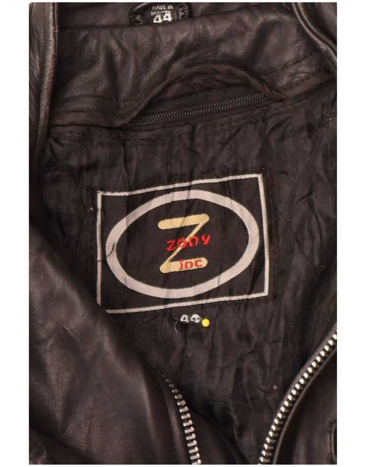 Veste en cuir homme vintage UK 44 2XL Cuir noir