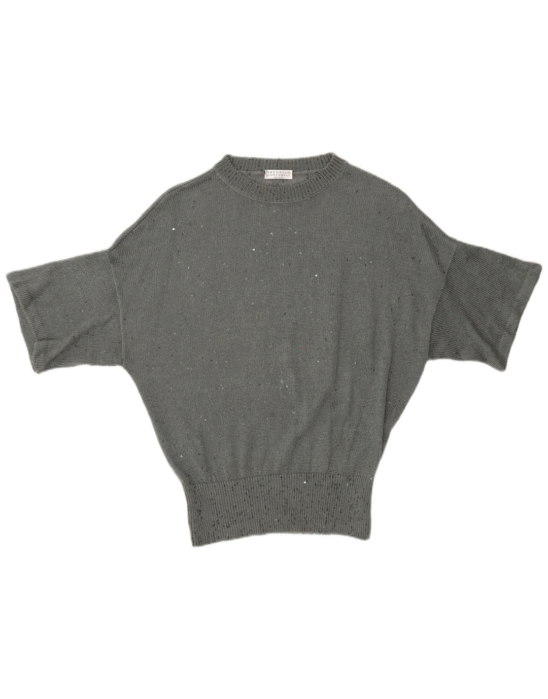 BRUNELLO CUCINELLI Pull à col rond pour femme UK 12 Gris moyen