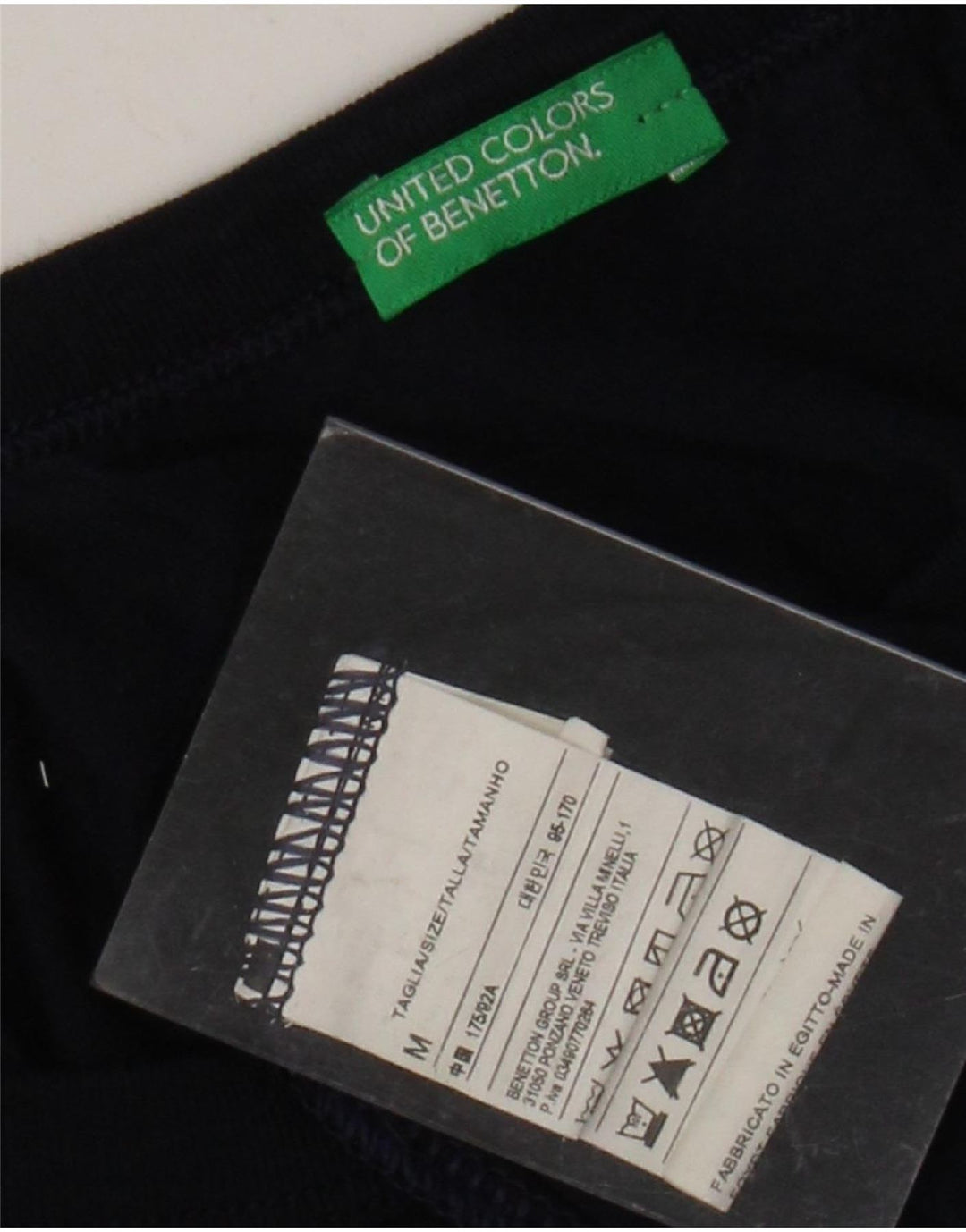 BENETTON Haut graphique à manches longues pour homme en coton bleu marine moyen