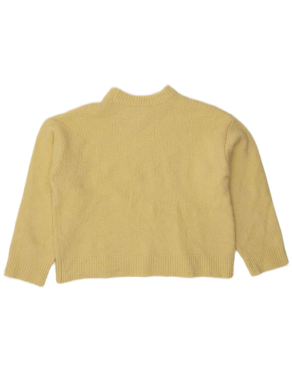 Zara Pull court à col bateau pour femme UK 14 Jaune moyen