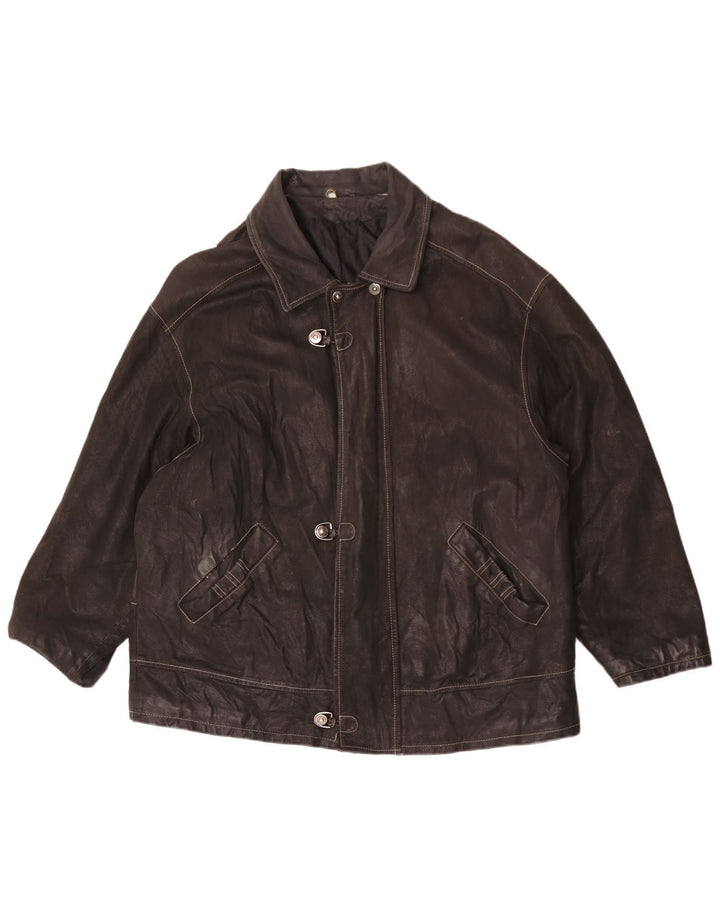 Veste en cuir homme vintage UK 44 2XL Cuir noir