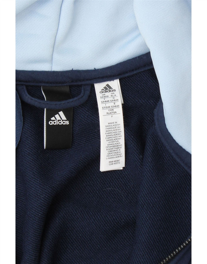 ADIDAS Pull à capuche zippé pour femme UK 20/22 XL Bleu marine Colourblock