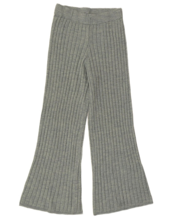 Zara Pantalon décontracté évasé en tricot pour femme UK 12 Acrylique vert moyen