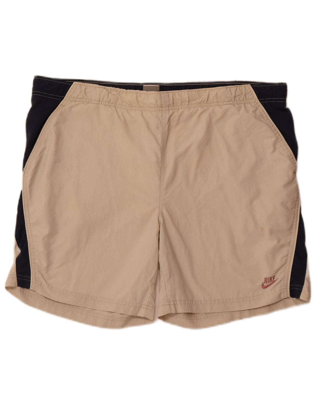 Nike Short de sport graphique pour homme UK 34/36 Large Beige Colourblock Polyester