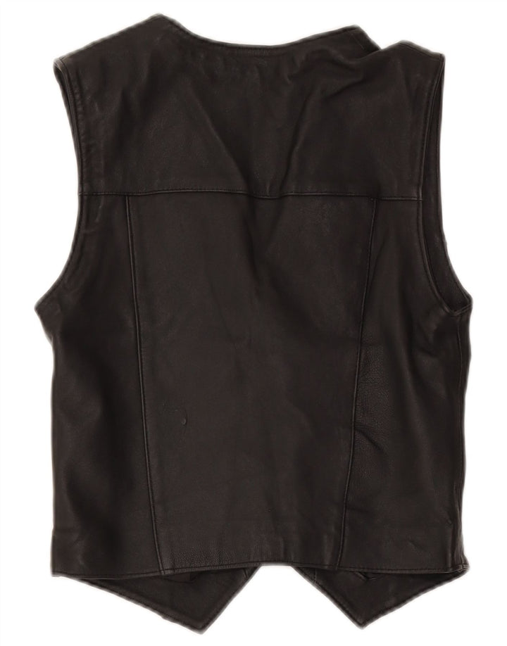 gilet en cuir femme vintage UK 12 Noir Moyen