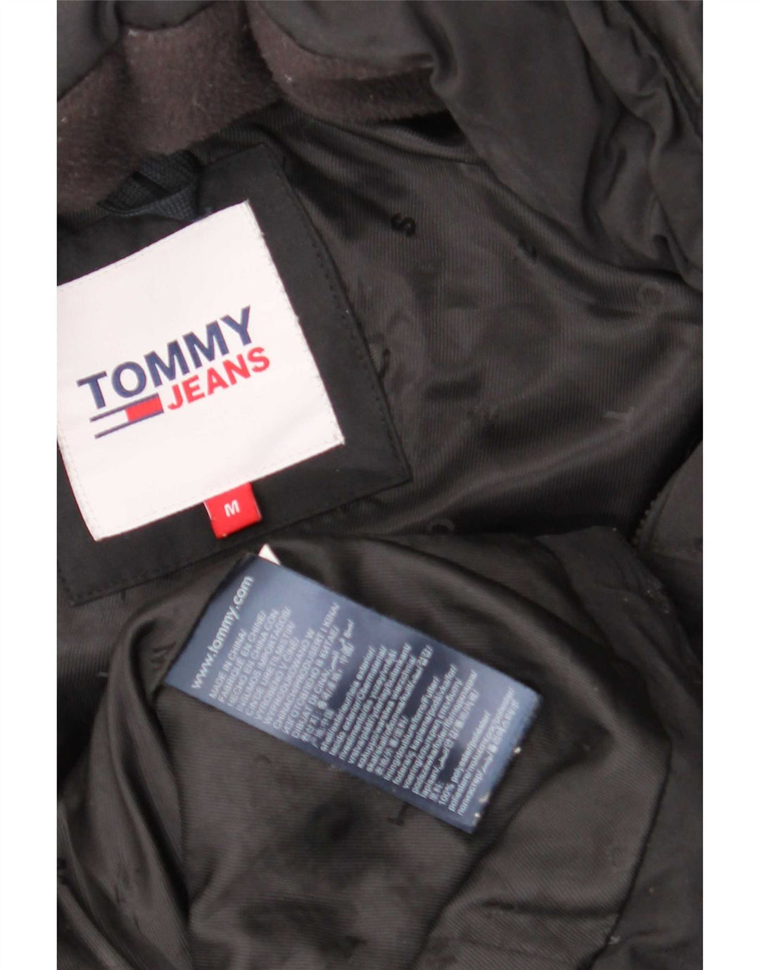 Tommy Hilfiger Manteau rembourré à capuche pour femme UK 14 Medium Noir Polyester
