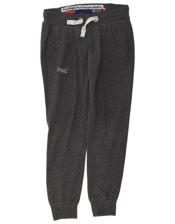 Superdry Pantalon de survêtement coupe slim pour femme UK 14 Large Gris Coton